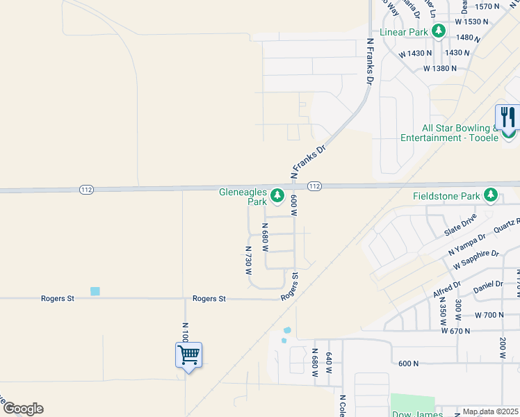 map of restaurants, bars, coffee shops, grocery stores, and more near 1183 North 680 West in Tooele