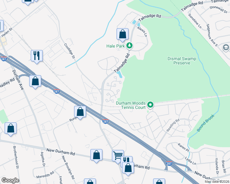 map of restaurants, bars, coffee shops, grocery stores, and more near 67 Orosz Boulevard in Edison