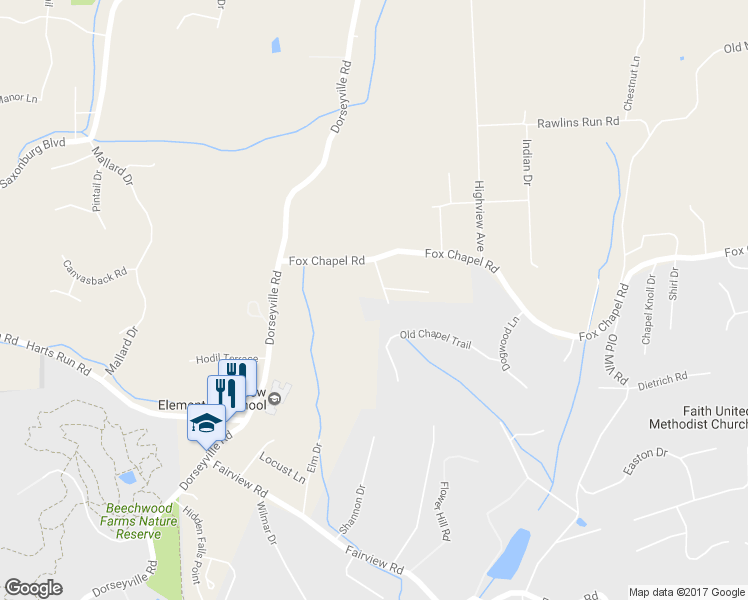 map of restaurants, bars, coffee shops, grocery stores, and more near 28 Oak Knoll Drive in Pittsburgh