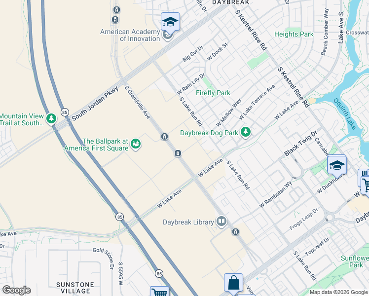 map of restaurants, bars, coffee shops, grocery stores, and more near in South Jordan