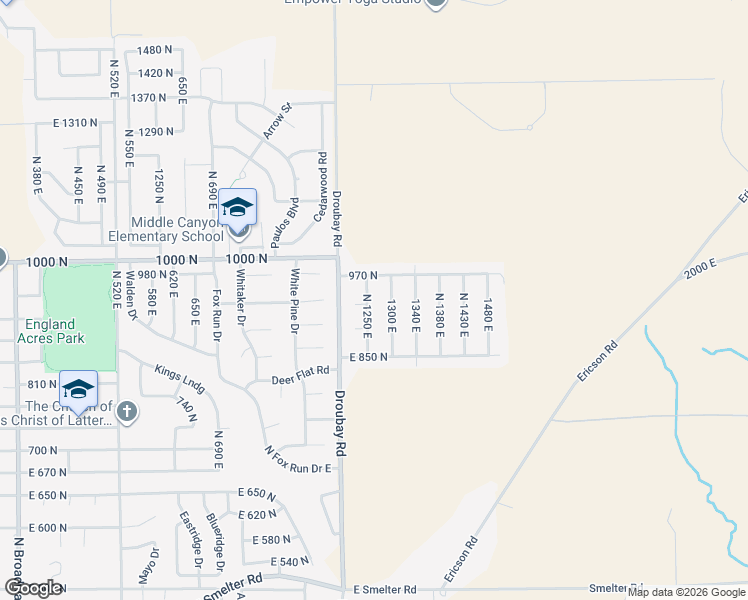 map of restaurants, bars, coffee shops, grocery stores, and more near 932 North 1250 East in Tooele