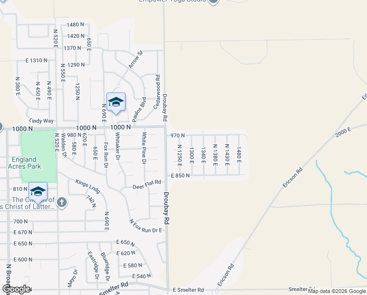 map of restaurants, bars, coffee shops, grocery stores, and more near 932 North 1250 East in Tooele