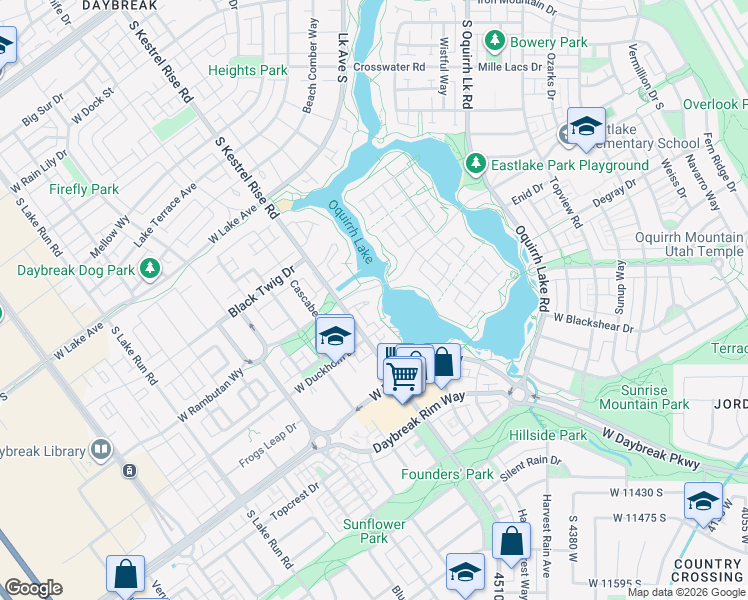 map of restaurants, bars, coffee shops, grocery stores, and more near 11095 Kestrel Rise Road in South Jordan