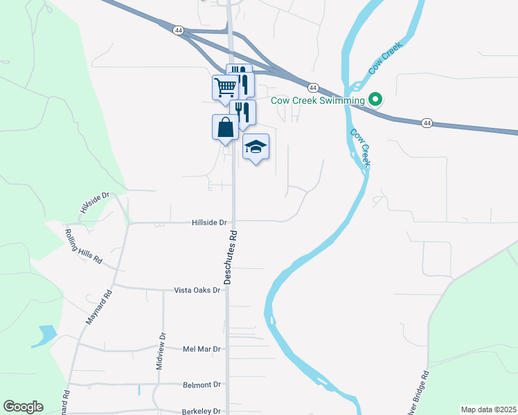 map of restaurants, bars, coffee shops, grocery stores, and more near 9087 Deschutes Road in Palo Cedro