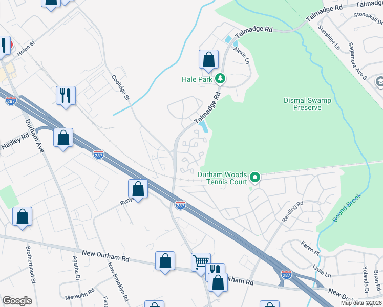 map of restaurants, bars, coffee shops, grocery stores, and more near 67 Orosz Boulevard in Edison