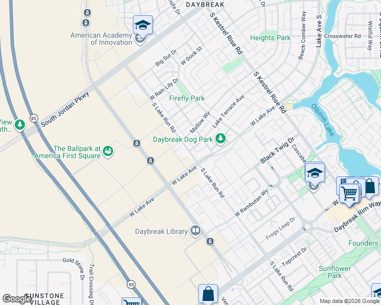 map of restaurants, bars, coffee shops, grocery stores, and more near West Porcini Drive in South Jordan