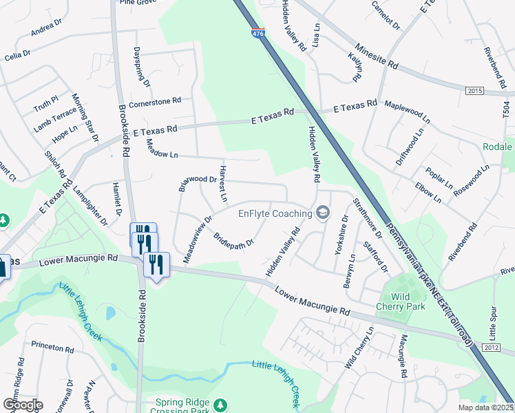 map of restaurants, bars, coffee shops, grocery stores, and more near 4915 Bridlepath Drive in Macungie