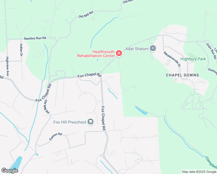 map of restaurants, bars, coffee shops, grocery stores, and more near 0 Old Indian Trail Road in Pittsburgh
