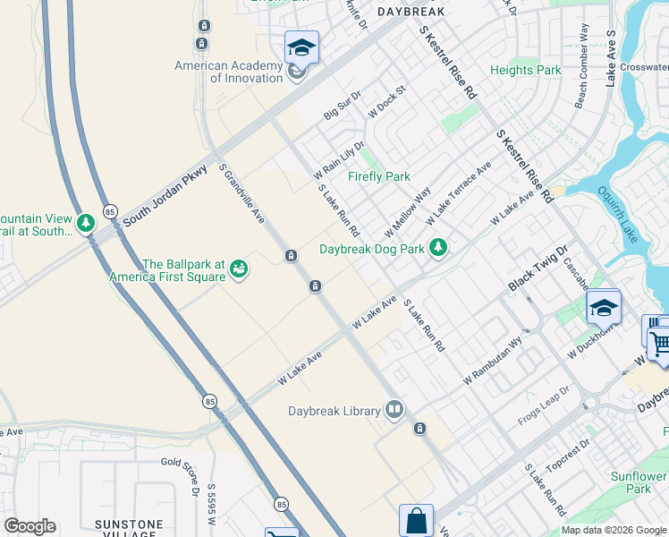 map of restaurants, bars, coffee shops, grocery stores, and more near in South Jordan
