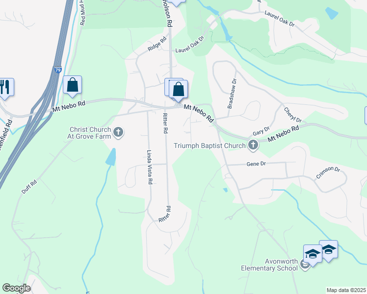 map of restaurants, bars, coffee shops, grocery stores, and more near 138 Highpoint Road in Sewickley