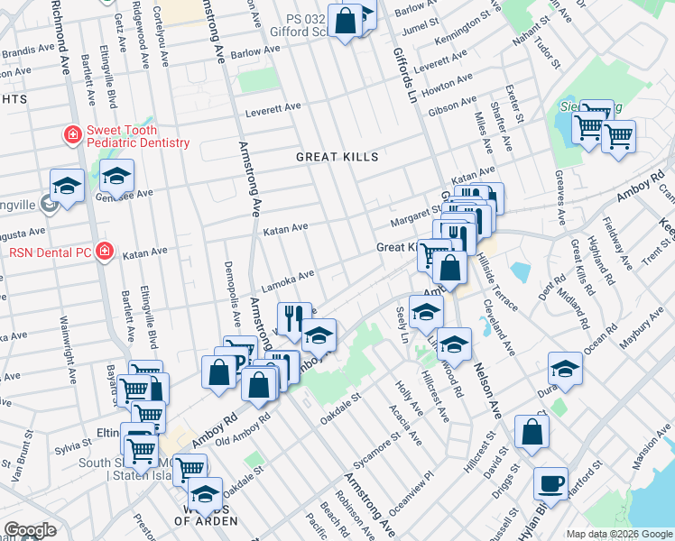 map of restaurants, bars, coffee shops, grocery stores, and more near 40 Wilson Avenue in Staten Island