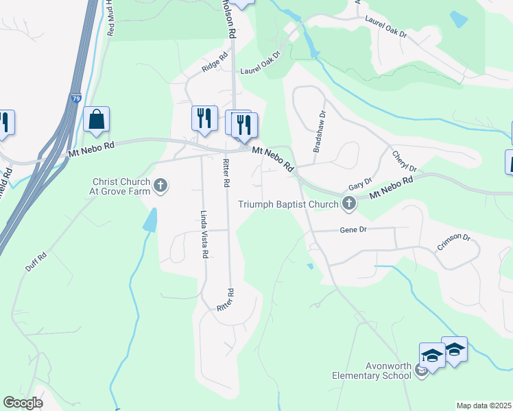 map of restaurants, bars, coffee shops, grocery stores, and more near 138 Highpoint Road in Sewickley