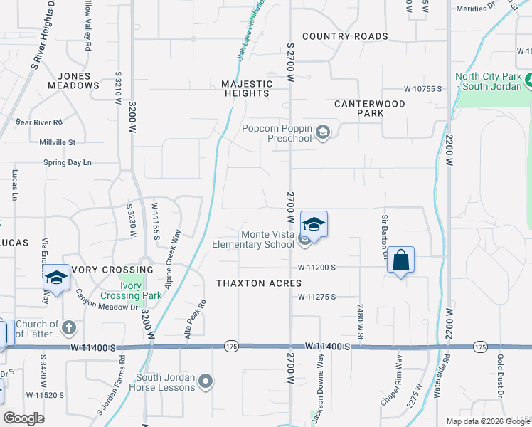 map of restaurants, bars, coffee shops, grocery stores, and more near 2767 W Amini Way in South Jordan