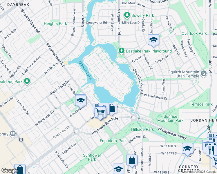 map of restaurants, bars, coffee shops, grocery stores, and more near 11048 Paddle Board Way in South Jordan