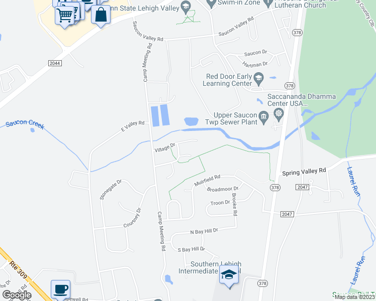 map of restaurants, bars, coffee shops, grocery stores, and more near 3046 Harvest Court in Lehigh County