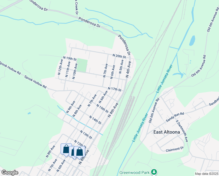 map of restaurants, bars, coffee shops, grocery stores, and more near 1720 North 6th Avenue in Altoona