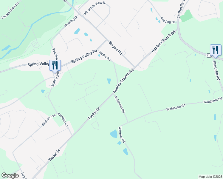 map of restaurants, bars, coffee shops, grocery stores, and more near 1578 Hafler Road in Bethlehem