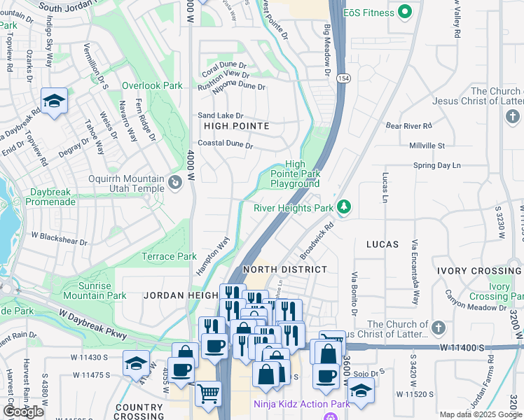 map of restaurants, bars, coffee shops, grocery stores, and more near 3793 Ivey Ranch Road in South Jordan