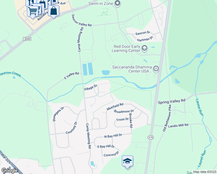 map of restaurants, bars, coffee shops, grocery stores, and more near 3007 Village Drive in Lehigh County
