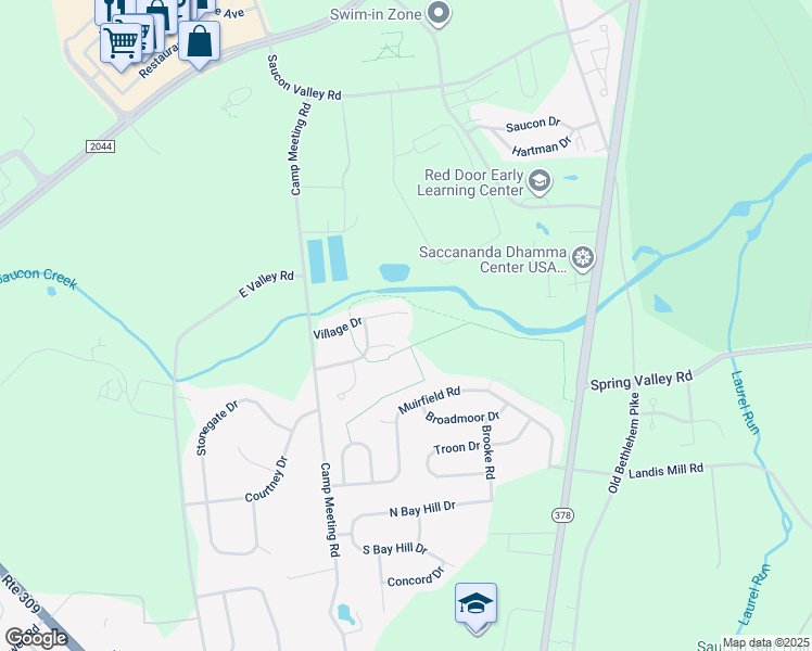 map of restaurants, bars, coffee shops, grocery stores, and more near 3007 Village Drive in Lehigh County