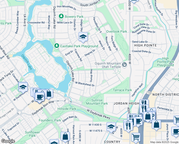 map of restaurants, bars, coffee shops, grocery stores, and more near 4277 Lake Bridge Drive in South Jordan
