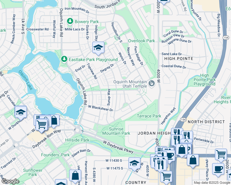 map of restaurants, bars, coffee shops, grocery stores, and more near 4277 Lake Bridge Drive in South Jordan