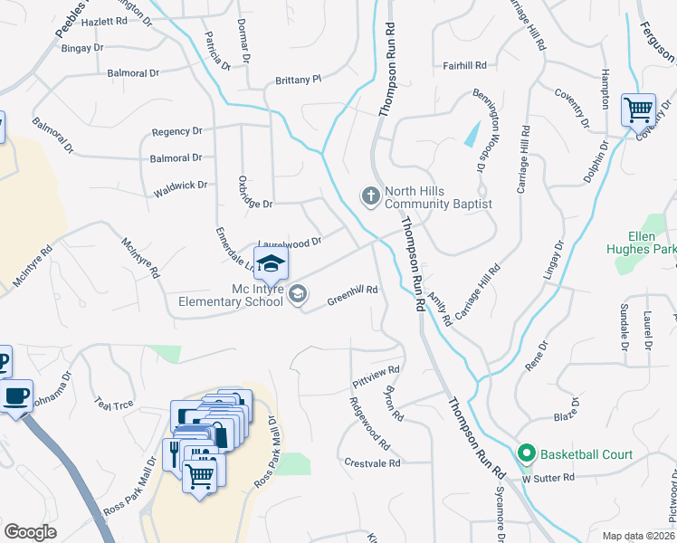 map of restaurants, bars, coffee shops, grocery stores, and more near 324 McIntyre Road in Pittsburgh