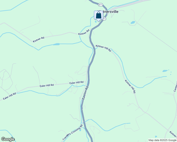 map of restaurants, bars, coffee shops, grocery stores, and more near 9337 Easton Road in Kintnersville