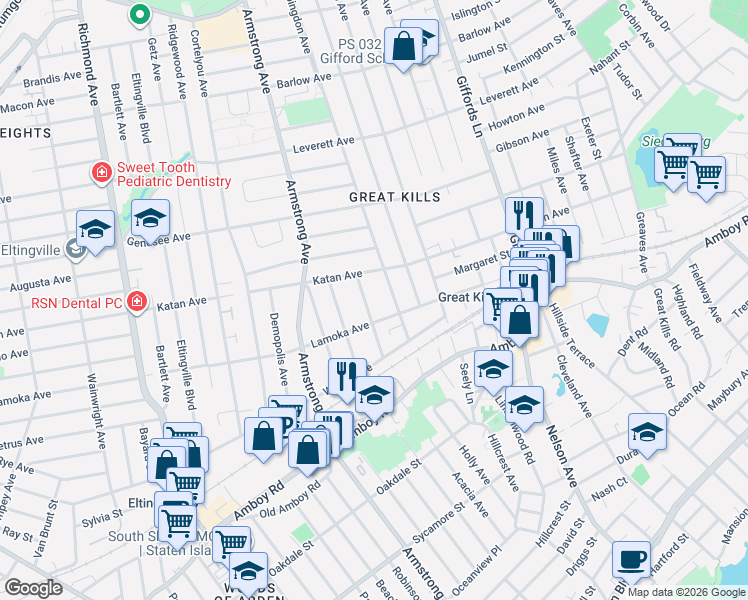 map of restaurants, bars, coffee shops, grocery stores, and more near 29 Notre Dame Avenue in Staten Island