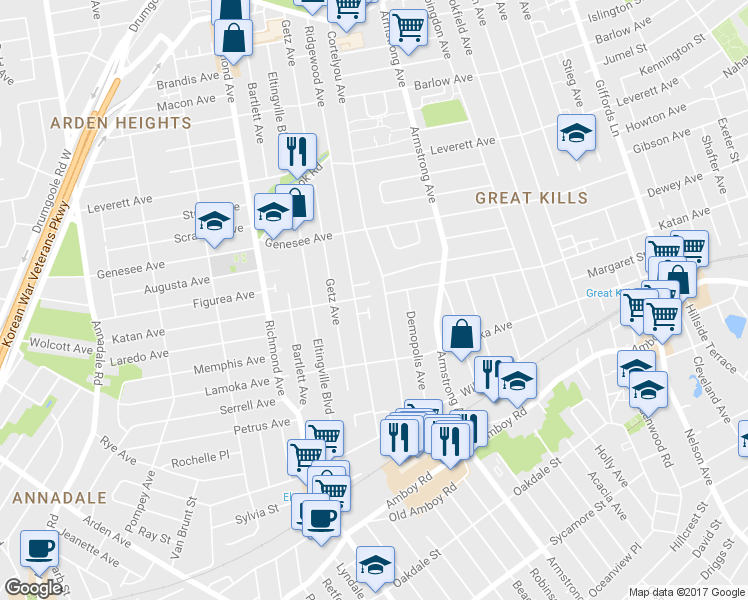 map of restaurants, bars, coffee shops, grocery stores, and more near 35 Ovas Ct in Staten Island