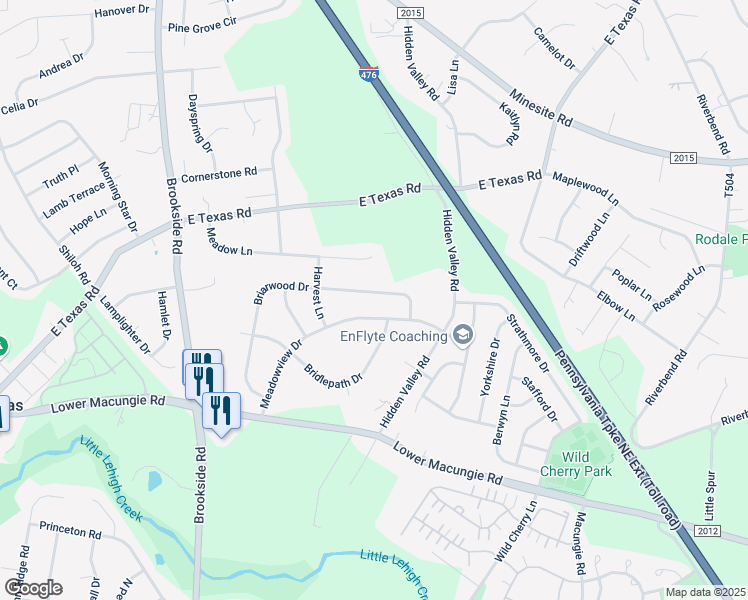 map of restaurants, bars, coffee shops, grocery stores, and more near 4890 Briarwood Dr in Macungie