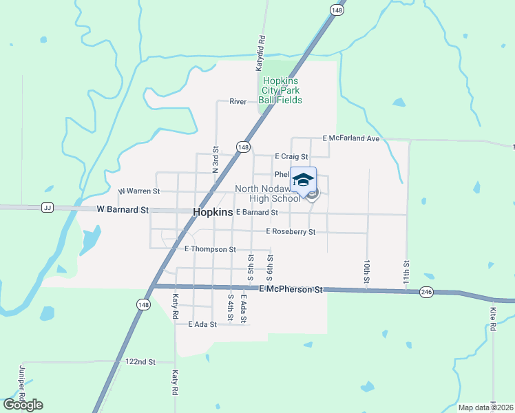 map of restaurants, bars, coffee shops, grocery stores, and more near 501 East Barnard Street in Hopkins