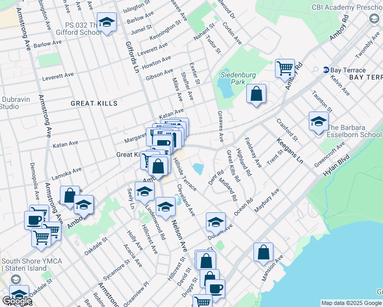 map of restaurants, bars, coffee shops, grocery stores, and more near 19 Adrienne Place in Staten Island