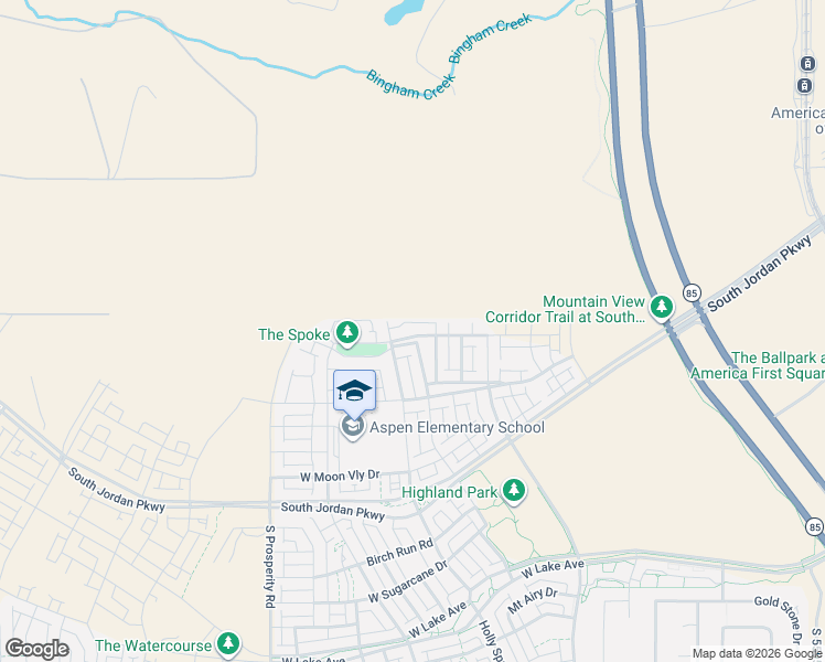 map of restaurants, bars, coffee shops, grocery stores, and more near 6258 West Copper Hawk Drive in South Jordan