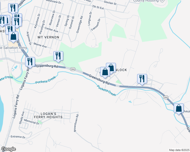 map of restaurants, bars, coffee shops, grocery stores, and more near 434 Chicago Avenue in New Kensington