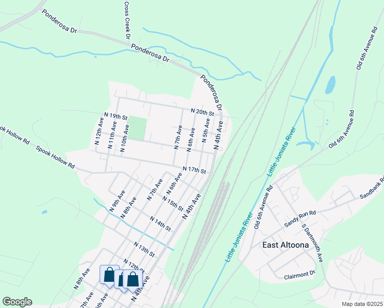 map of restaurants, bars, coffee shops, grocery stores, and more near 1720 North 6th Avenue in Altoona