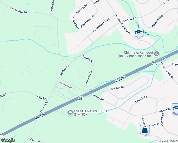 map of restaurants, bars, coffee shops, grocery stores, and more near 212 Glen Crest Drive in Branchburg
