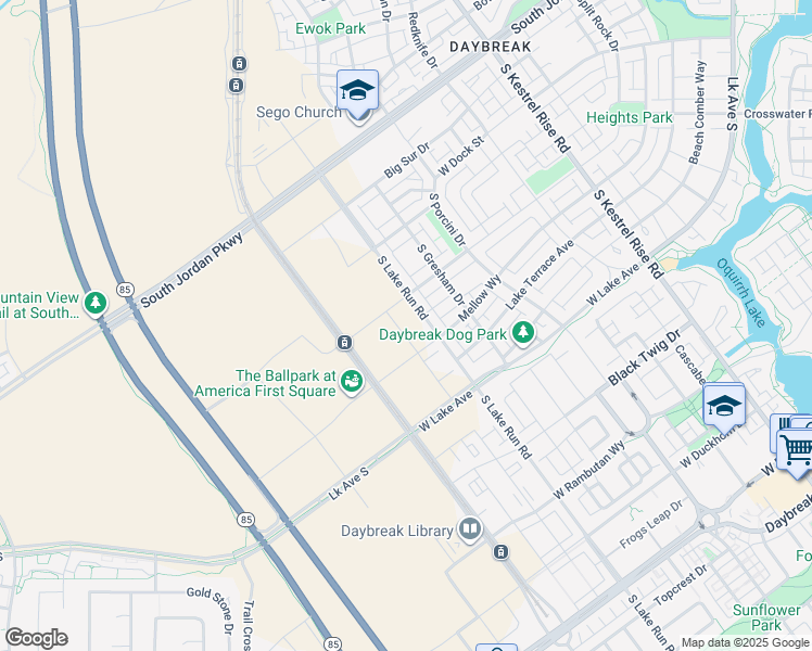 map of restaurants, bars, coffee shops, grocery stores, and more near 11017 South Freestone Road in South Jordan