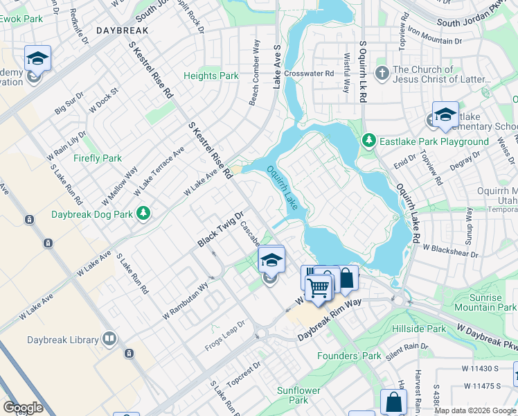 map of restaurants, bars, coffee shops, grocery stores, and more near 4861 Black Twig Drive in South Jordan