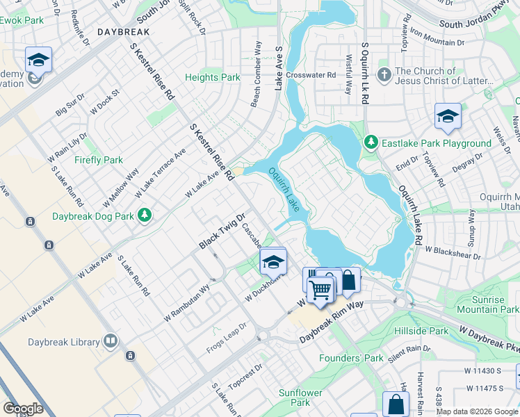 map of restaurants, bars, coffee shops, grocery stores, and more near 11021 South Kestrel Rise Road in South Jordan