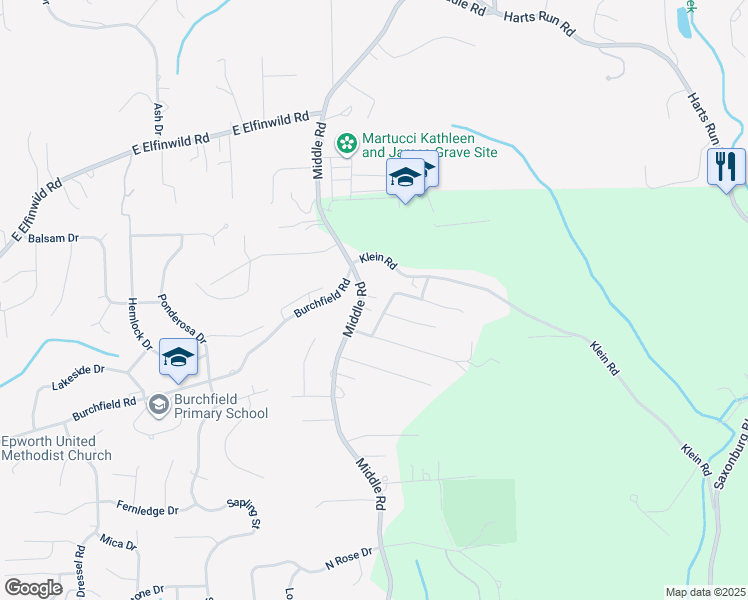 map of restaurants, bars, coffee shops, grocery stores, and more near 2312 Middle Road in Glenshaw