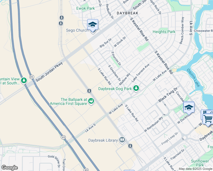 map of restaurants, bars, coffee shops, grocery stores, and more near 11011 South Freestone Road in South Jordan