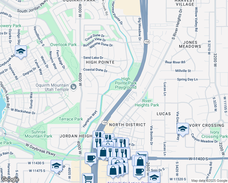 map of restaurants, bars, coffee shops, grocery stores, and more near 11012 Greenvale Court in South Jordan