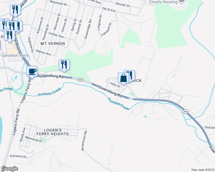 map of restaurants, bars, coffee shops, grocery stores, and more near 434 Chicago Avenue in New Kensington