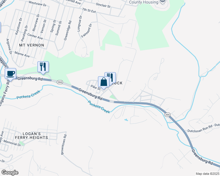 map of restaurants, bars, coffee shops, grocery stores, and more near 113 New York Avenue in Lower Burrell