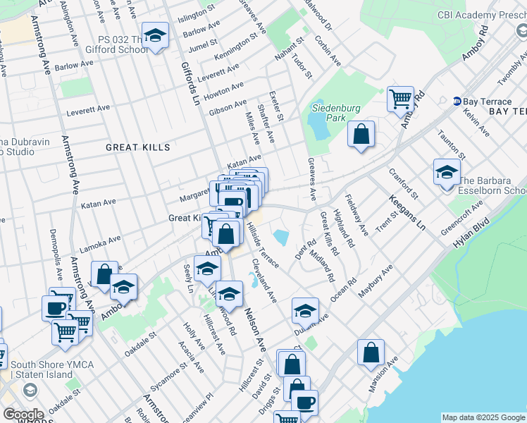 map of restaurants, bars, coffee shops, grocery stores, and more near 19 Adrienne Place in Staten Island