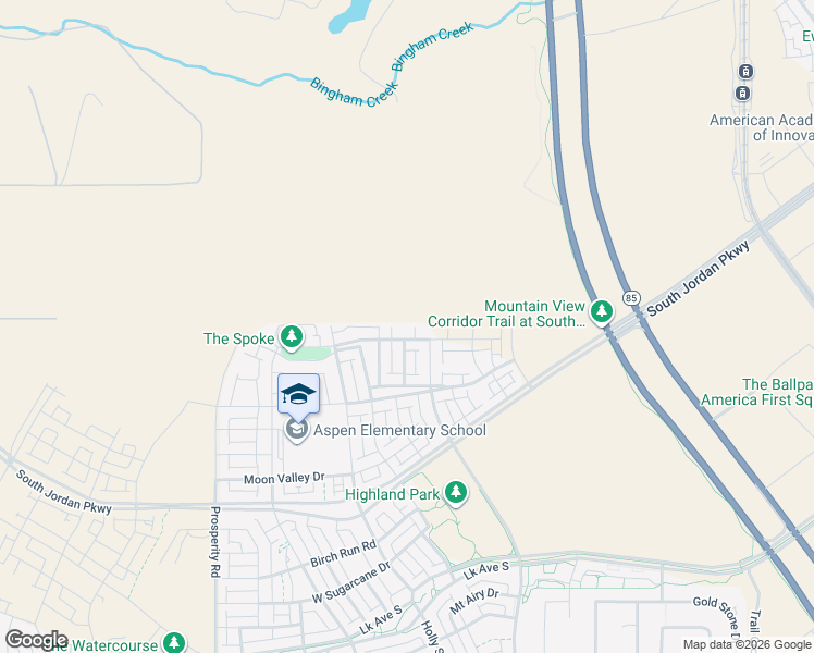 map of restaurants, bars, coffee shops, grocery stores, and more near 6158 West Copper Hawk Drive in South Jordan