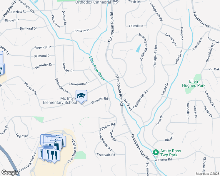 map of restaurants, bars, coffee shops, grocery stores, and more near 314 Byron Road in Pittsburgh