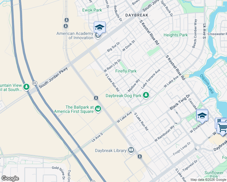 map of restaurants, bars, coffee shops, grocery stores, and more near 11003 South Freestone Road in South Jordan