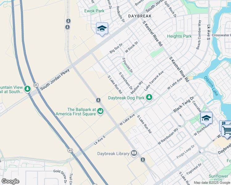 map of restaurants, bars, coffee shops, grocery stores, and more near 10999 South Freestone Road in South Jordan